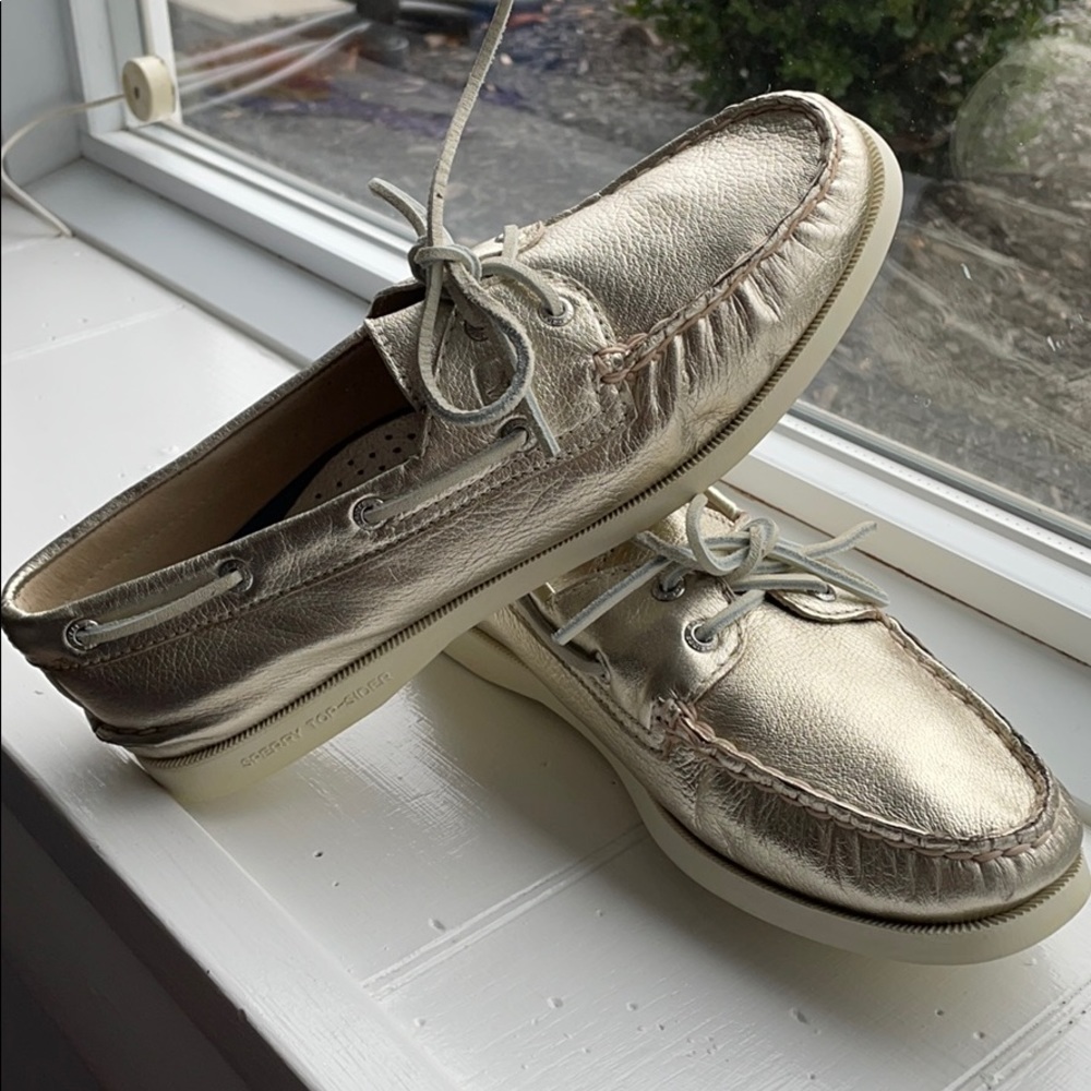Metallic Gold Silver Sperry Top-Sider Women’s 9